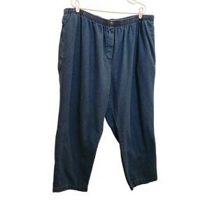 Woman Within Blue Denim Straight Leg Pull On Casual Pants Pockets Sze 28W Petite